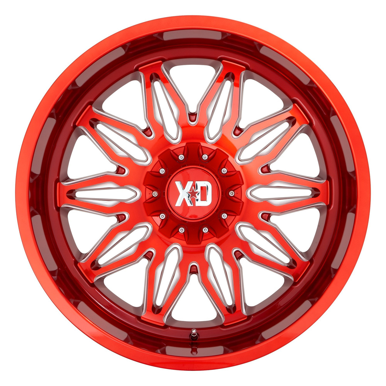 22" XD XD859 Gunner 22x10 Candy Red Milled 5x5 5x5.5 Wheel -18mm Rim Lifted
