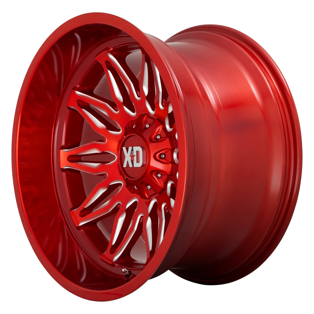 22" XD XD859 Gunner 22x10 Candy Red Milled 5x5 5x5.5 Wheel -18mm Rim Lifted