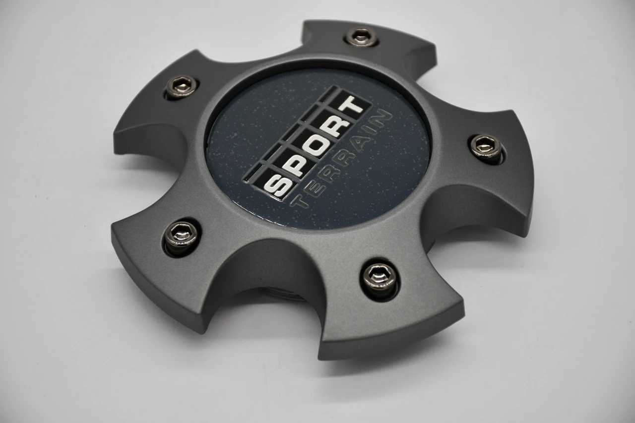 Premium Sport Terrain dark silver wheel center cap TK-5H TK-5HN replacement hub cap for custom trucks and SUVs, perfect for restoring factory wheel appearance.