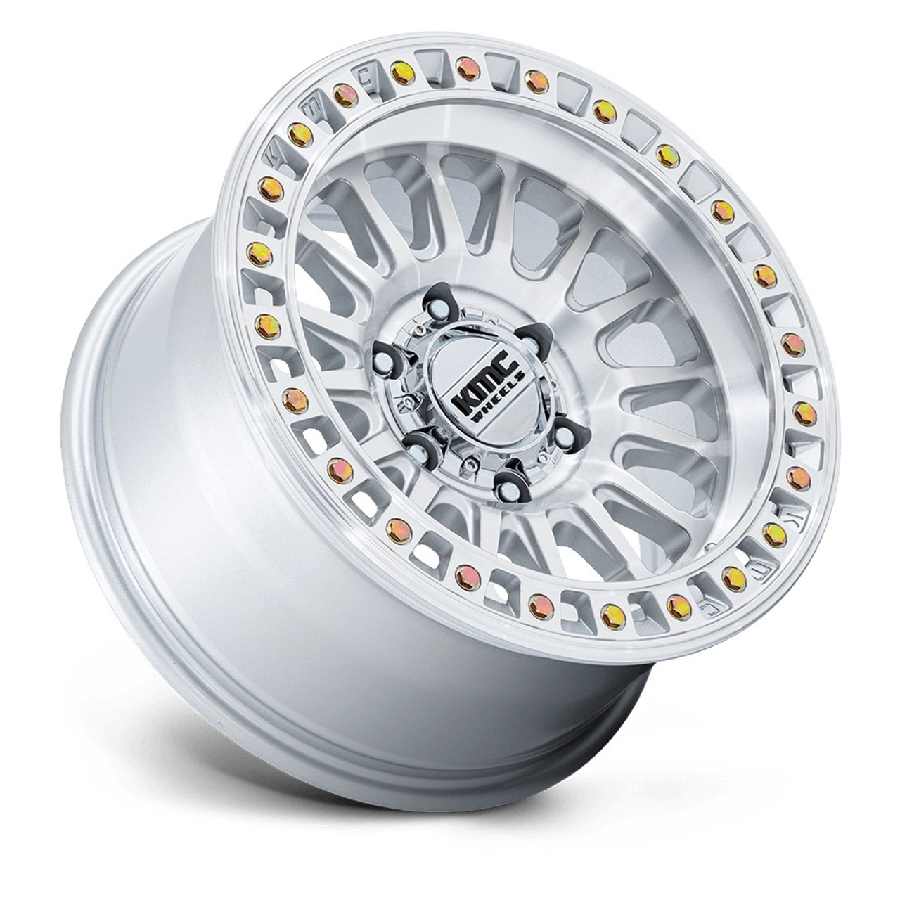 17" KMC KM552 IMS Gloss Silver W/ Machined Face 17x8.5 Wheel 5x5  -10mm Rim