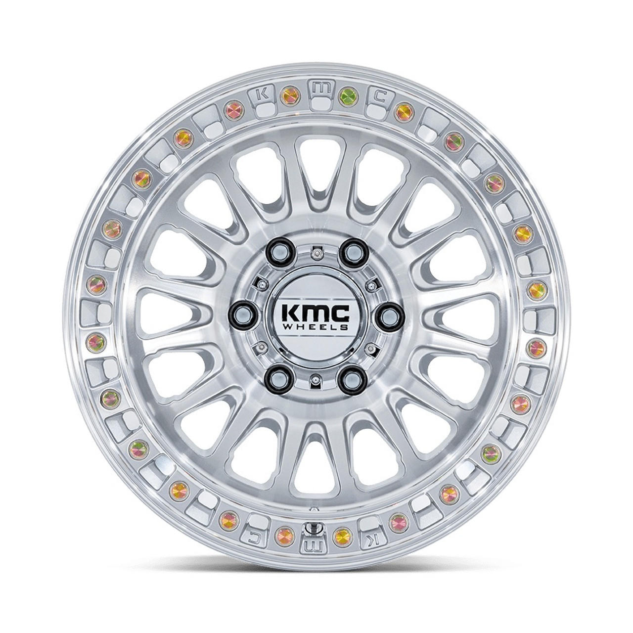 17" KMC KM552 IMS Gloss Silver W/ Machined Face 17x8.5 Wheel 5x5  -10mm Rim