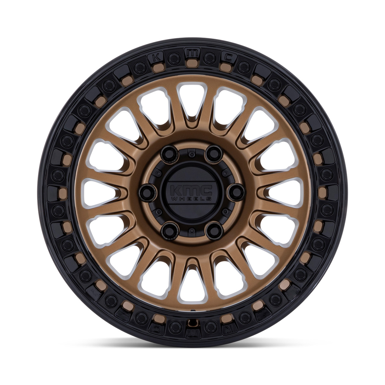 Set 4 18" KMC KM552 IMS Matte Bronze Gloss Black Lip 18x9 Wheels 8x180 0mm Rims Offroad Truck Wheels