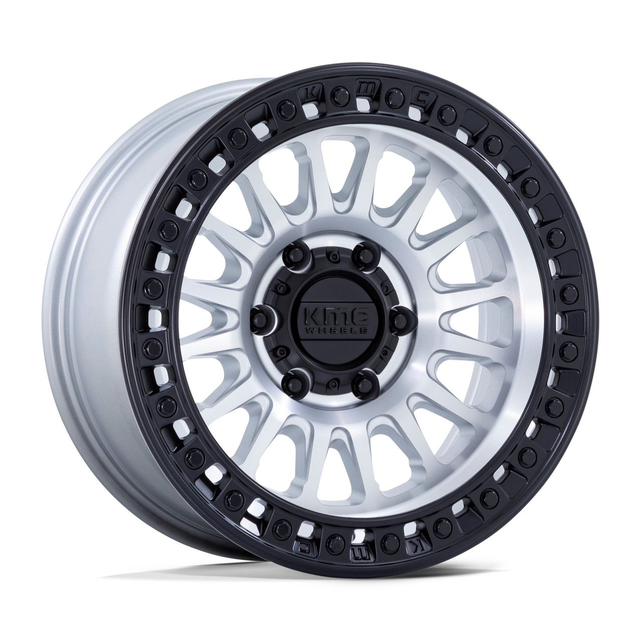 Set 4 18" KMC KM552 IMS 18x9 8x170 0mm Machined Black Lip Offroad Truck Wheels