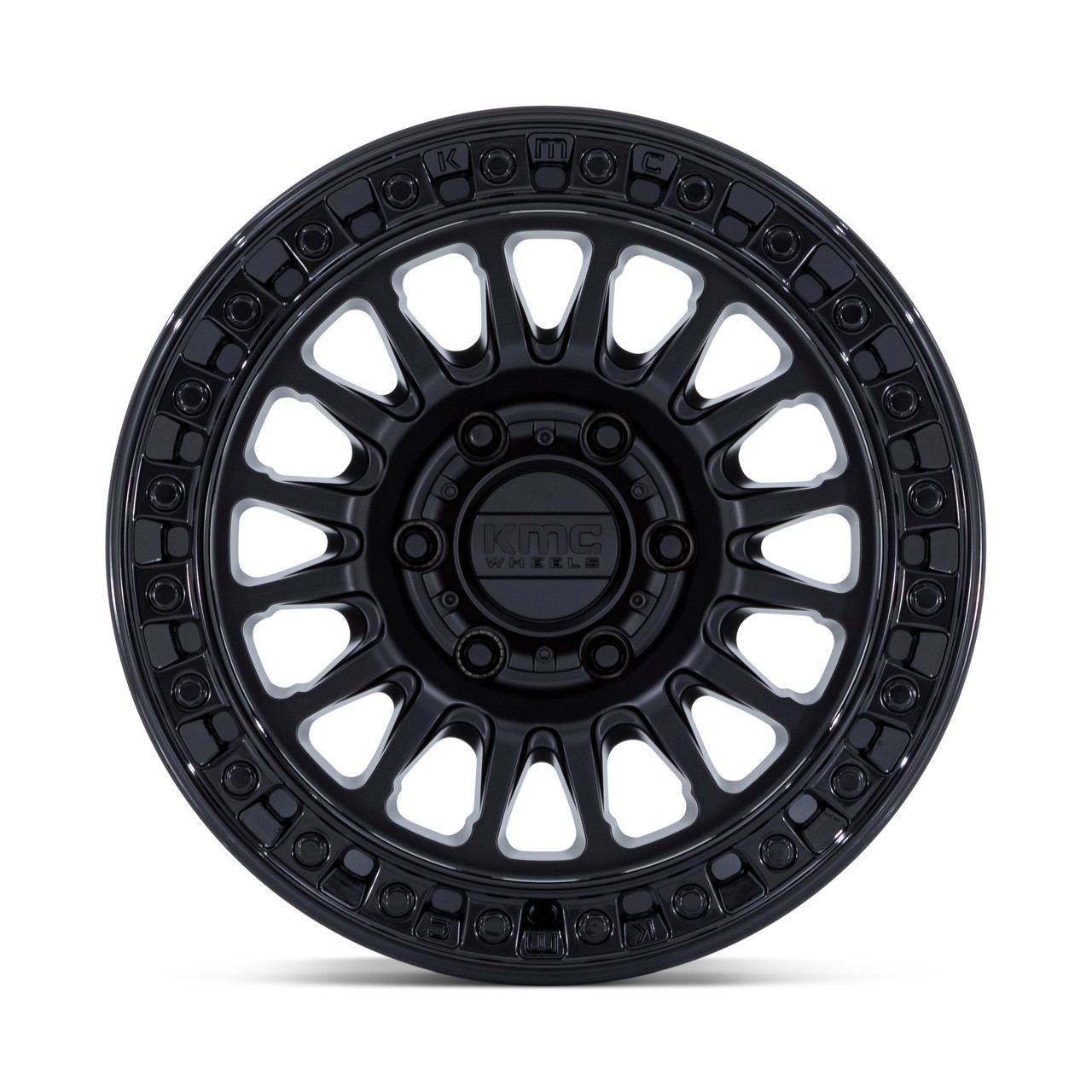 18" KMC KM552 IMS Matte Black Gloss Black Lip 18x9 Wheel 8x180 0mm Offroad Rim