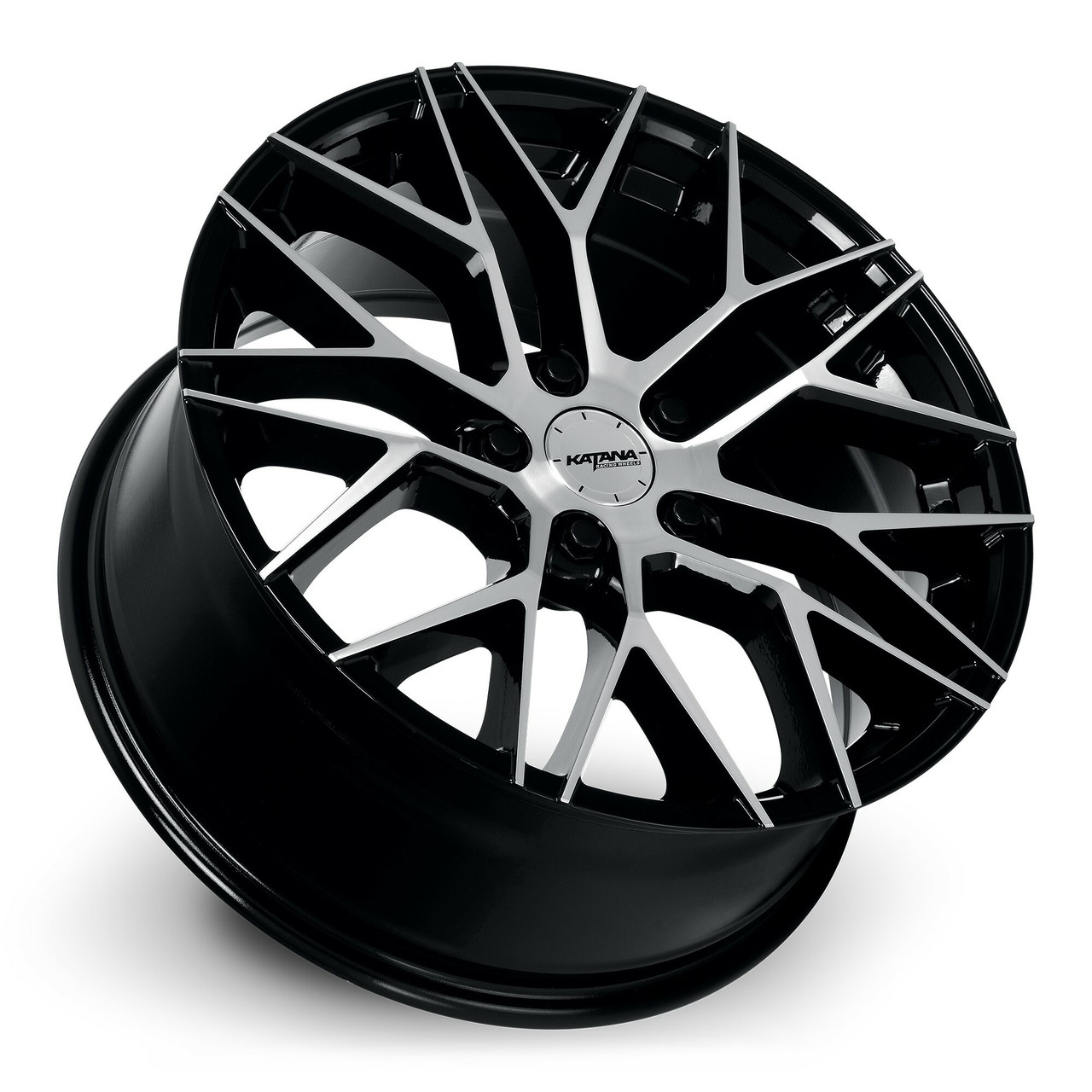 Set 4 20" Katana Wheels KR01 Glossy Black Machined Face 20x8.5 5x108 40mm Rims