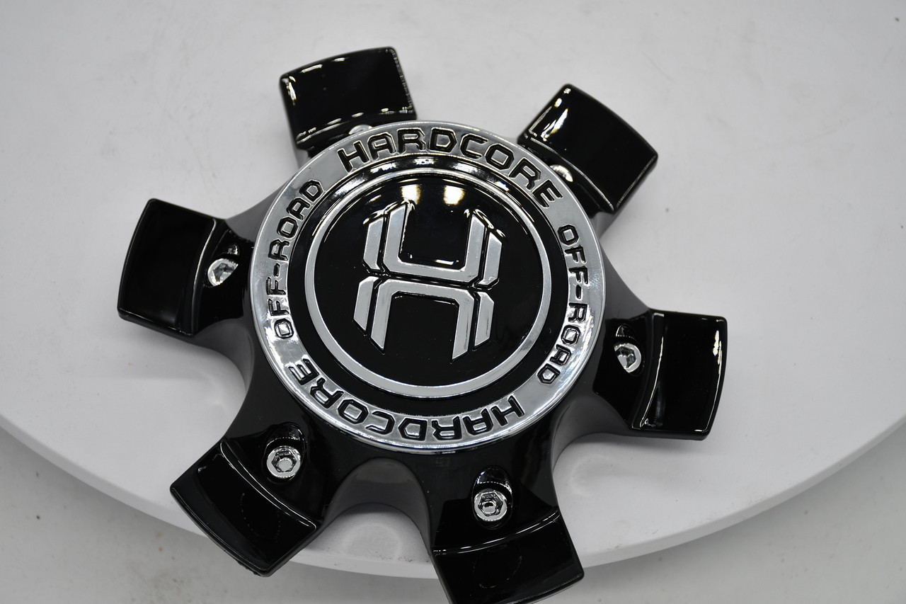 Black 6 Lug Hardcore Center Caps