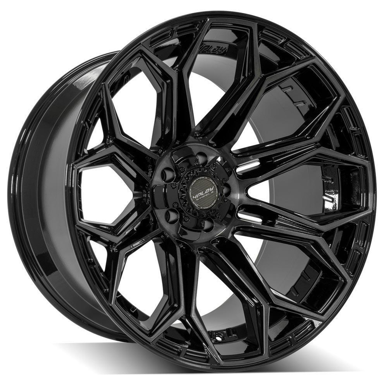 22" 4PLAY 4P83 Gloss Black Brushed Face & Tinted Clear 22x9 6x5.5 6x135 12mm Rim