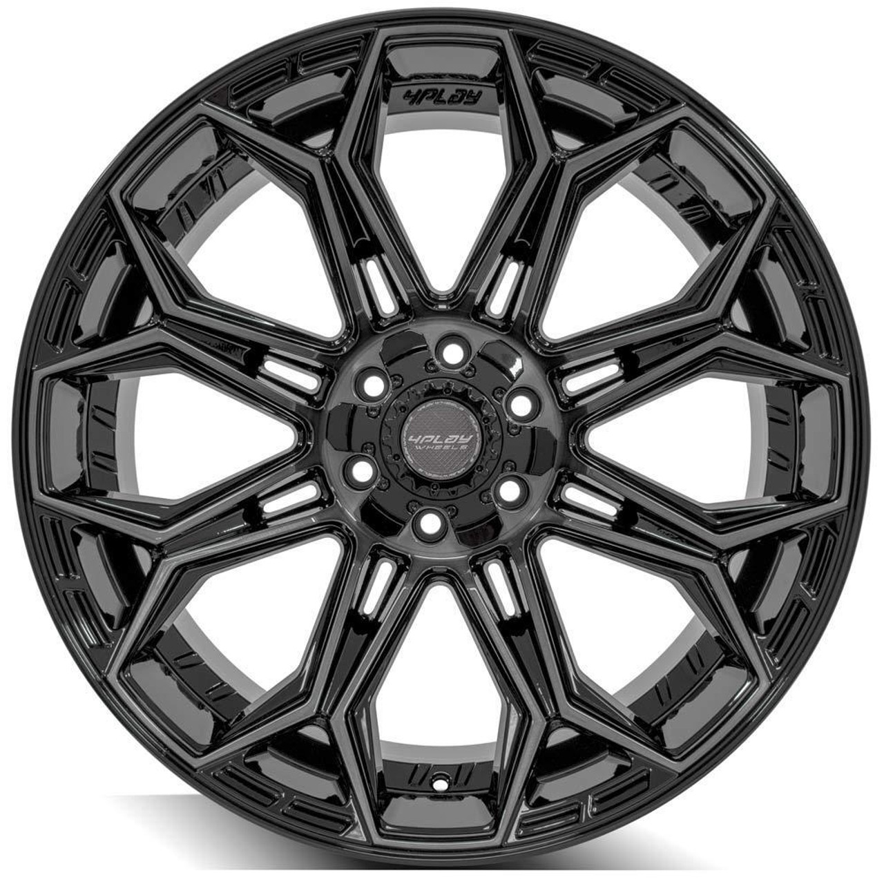 22" 4PLAY 4P83 Gloss Black Brushed Face & Tinted Clear 22x9 6x5.5 6x135 12mm Rim