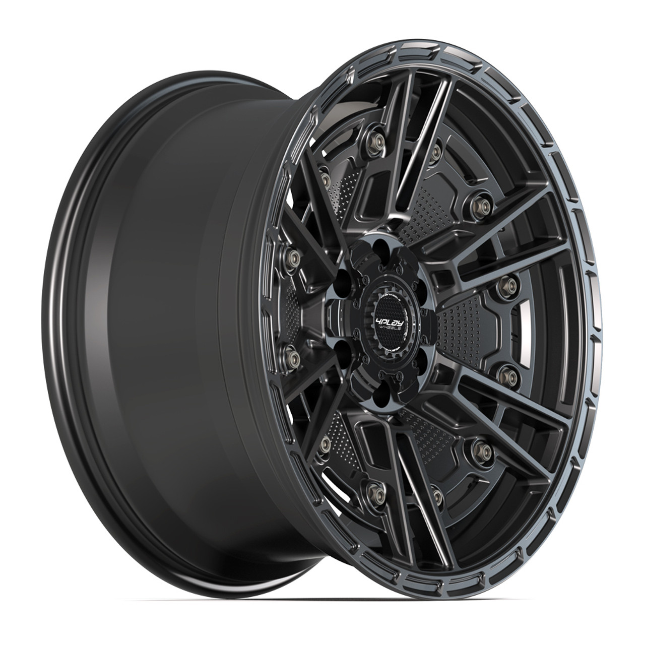 18" 4PLAY 4PS01 Satin Black 18x9 Wheel 6x5.5 6x135 -6mm For Chevy GMC Ram Ford