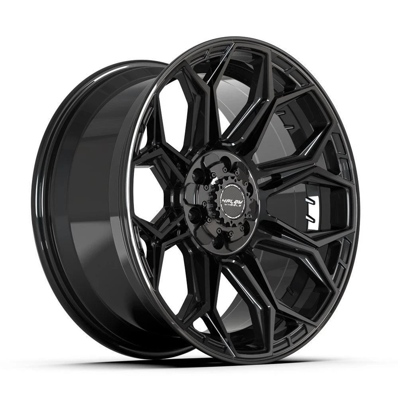 22" 4PLAY 4P83 Gloss Black 22x10 6x5.5 6x135 -18mm For Chevy GMC Ram Ford Lincoln