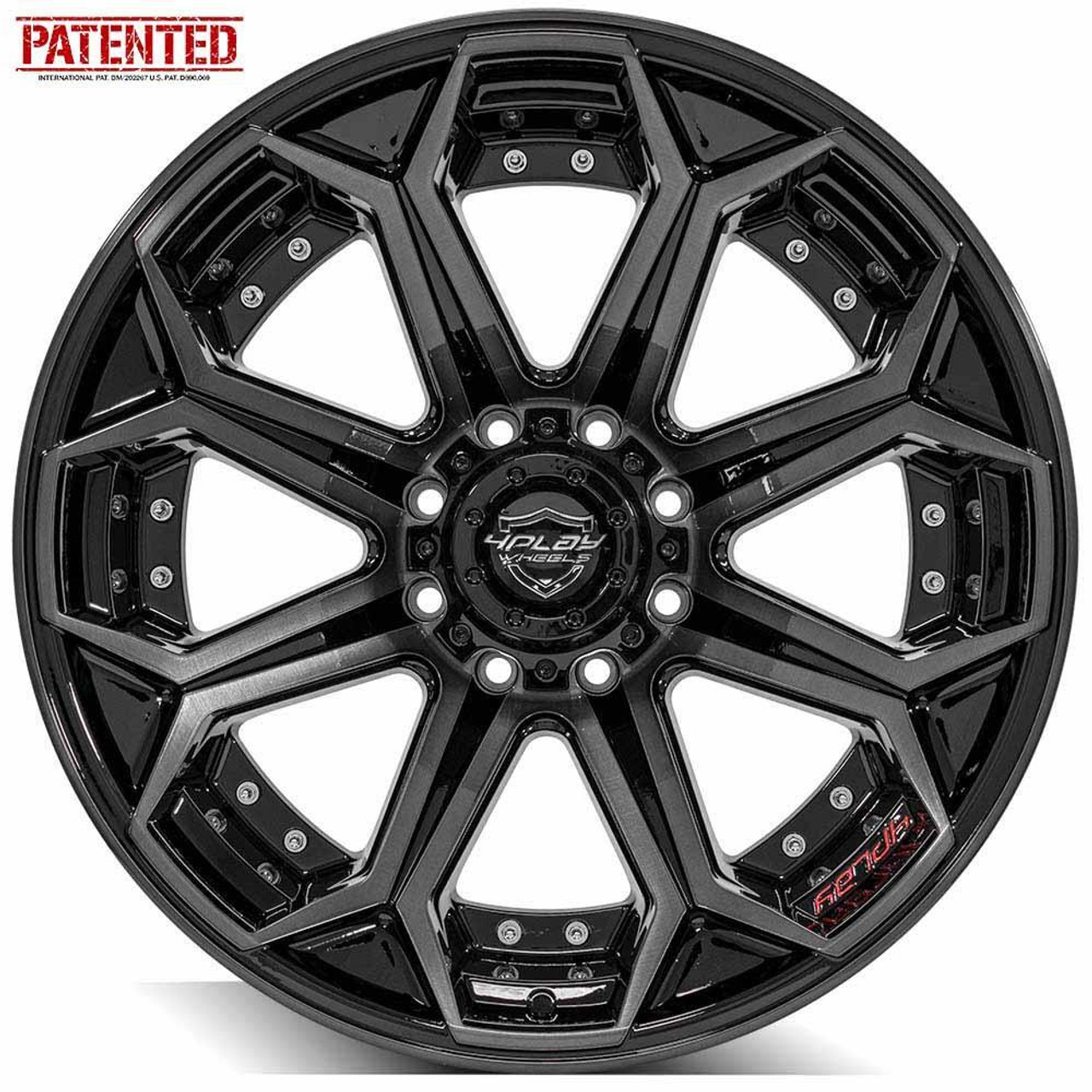 20" 4PLAY 4P80R 20x9 5x5 5x5.5 0mm Gloss Black Brushed Face & Tinted Clear Wheel