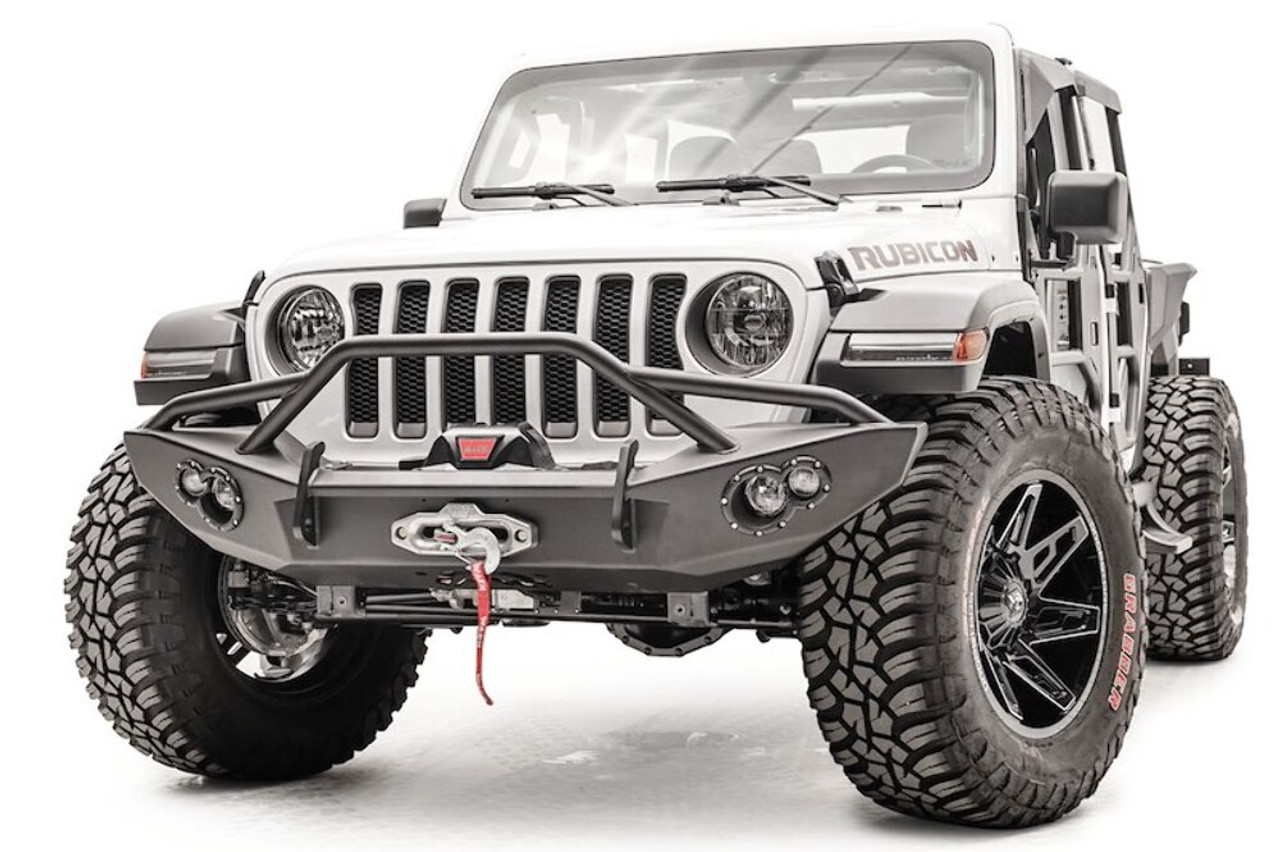 Fab Fours Lifestyle Winch Bumper w/ Pre-runner Guard JL18-B4652-1 Fits Jeep Wrangler & Gladiator D Ring Mounts w/ Lights