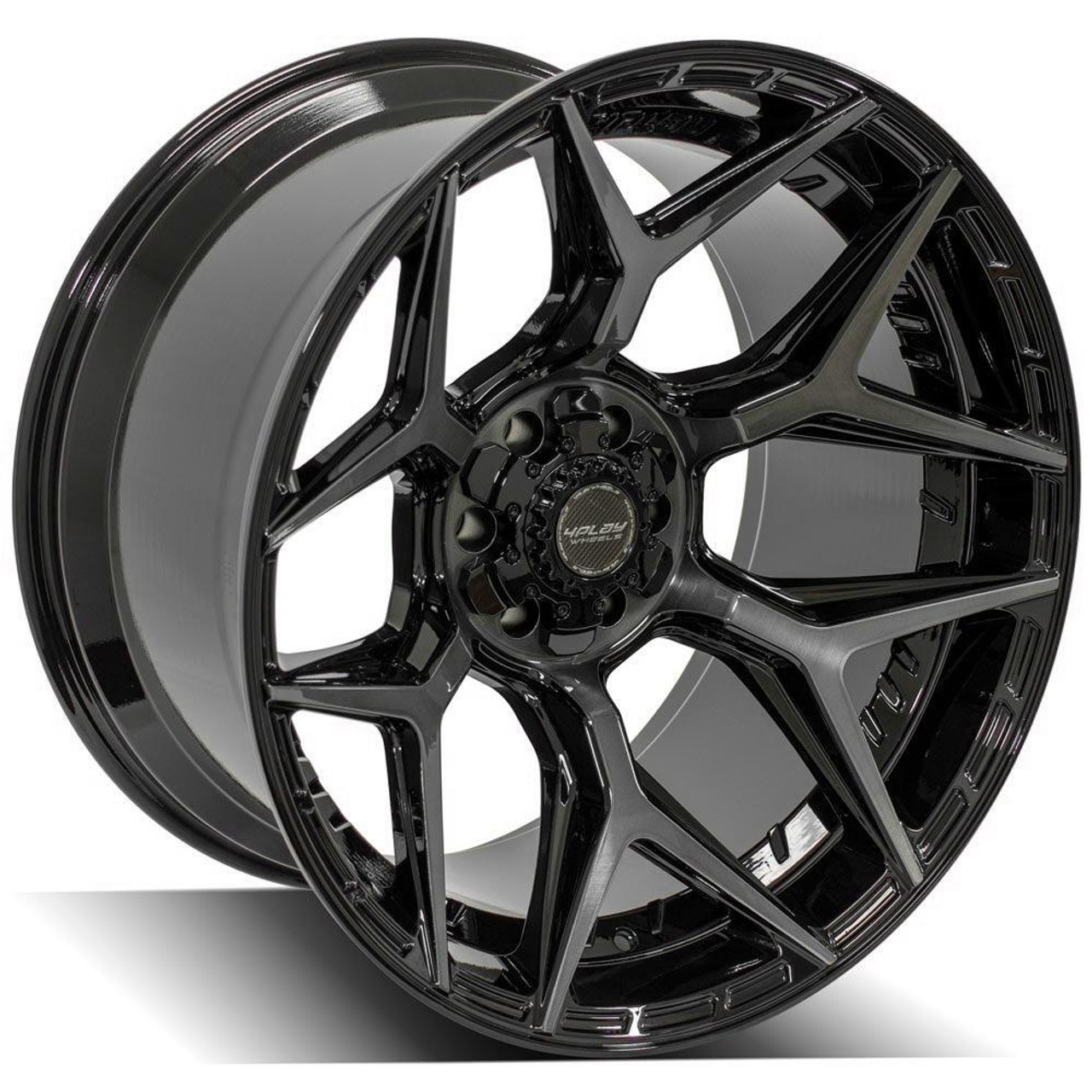 Set 4 24" 4PLAY 4P06 24x10 6x5.5 6x135 18mm Black Brushed Face & Tint Clear Rims
