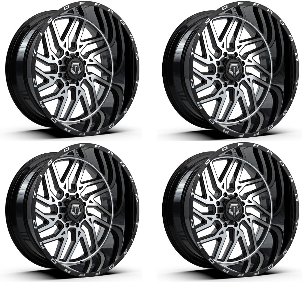 Set 4 20" TIS 544MB Gloss Black w/ Machined Face 20x10 Wheels 6x135 6x5.5 -20mm