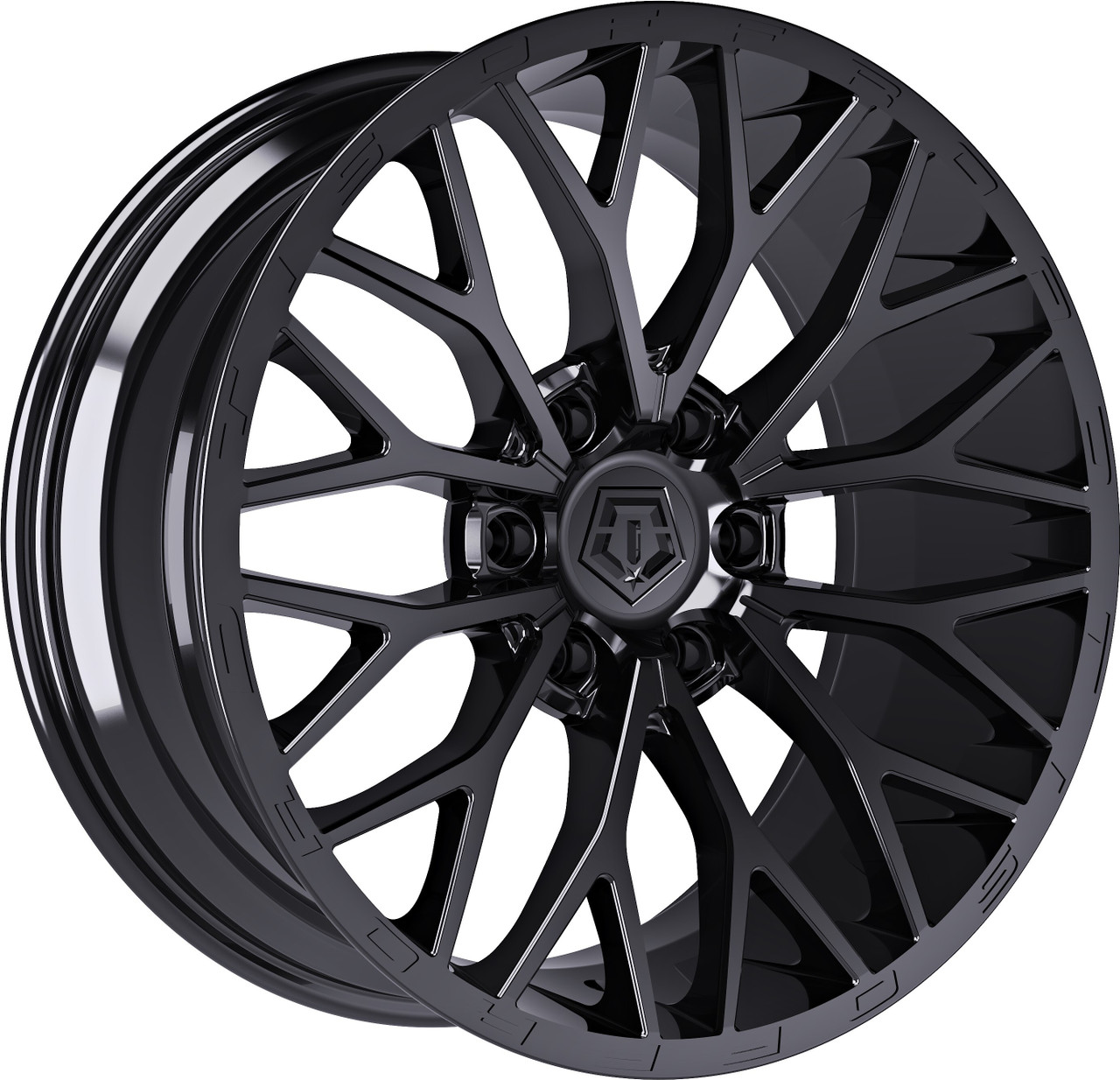 22" TIS 566B 22x12 8x180 -44mm Wheel Gloss Black & Painted Lip Logo Lifted Rim