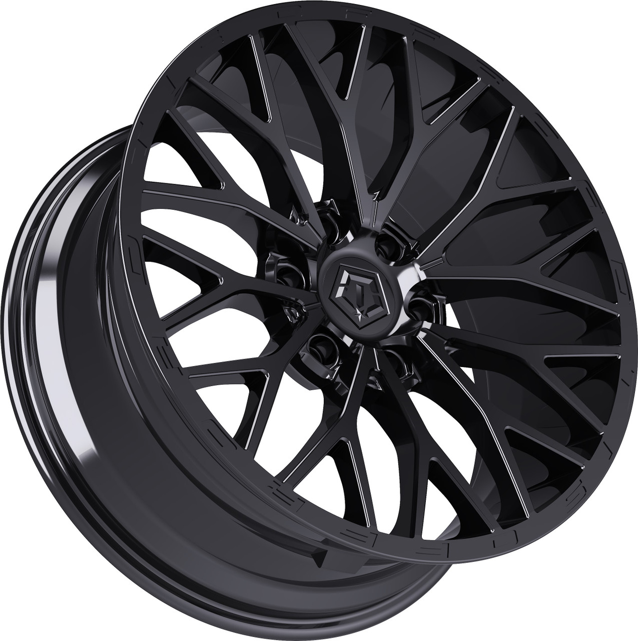 22" TIS 566B 22x12 8x180 -44mm Wheel Gloss Black & Painted Lip Logo Lifted Rim