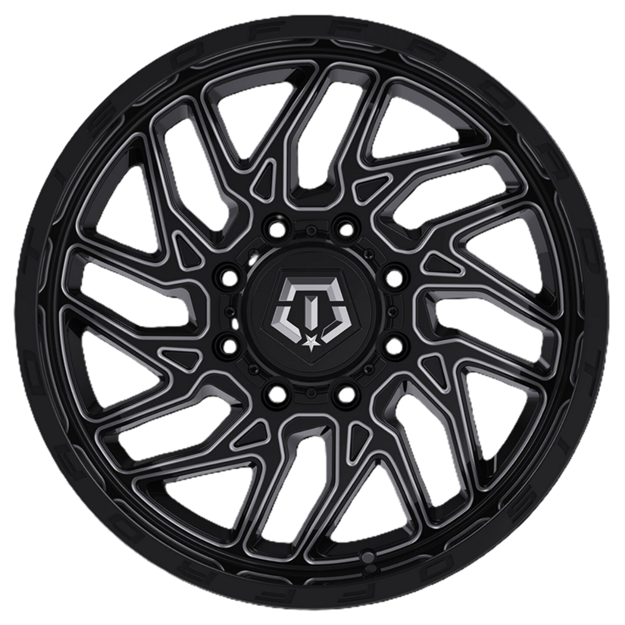20" TIS 544BM 2.0 Gloss Black w/ Milled Accents 20x10 Wheel 8x180 -20mm Rim