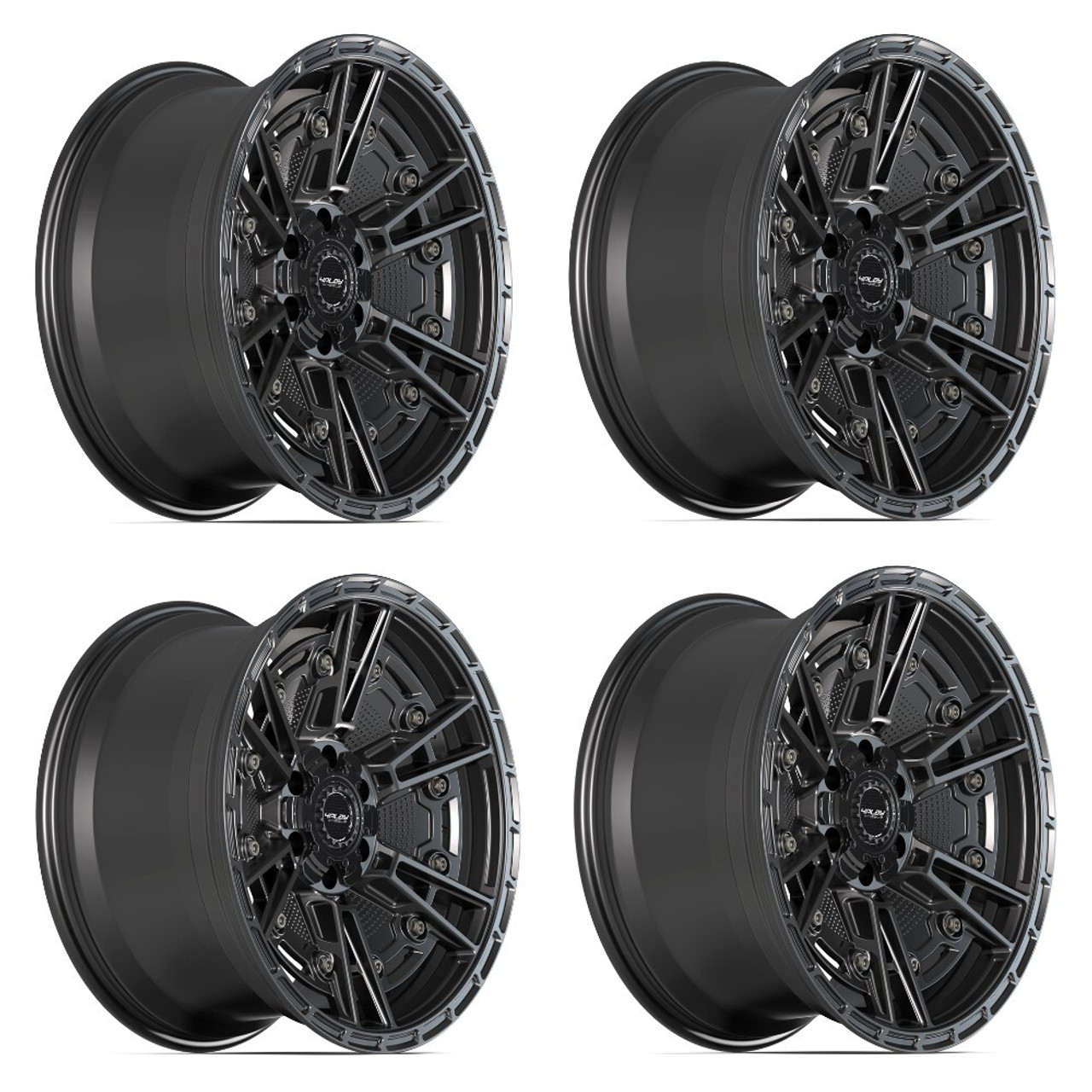 Set 4 17" 4PLAY 4PS01 Satin Black 17x9 6x5.5 6x135 -6mm Lifted Truck Suv Rims