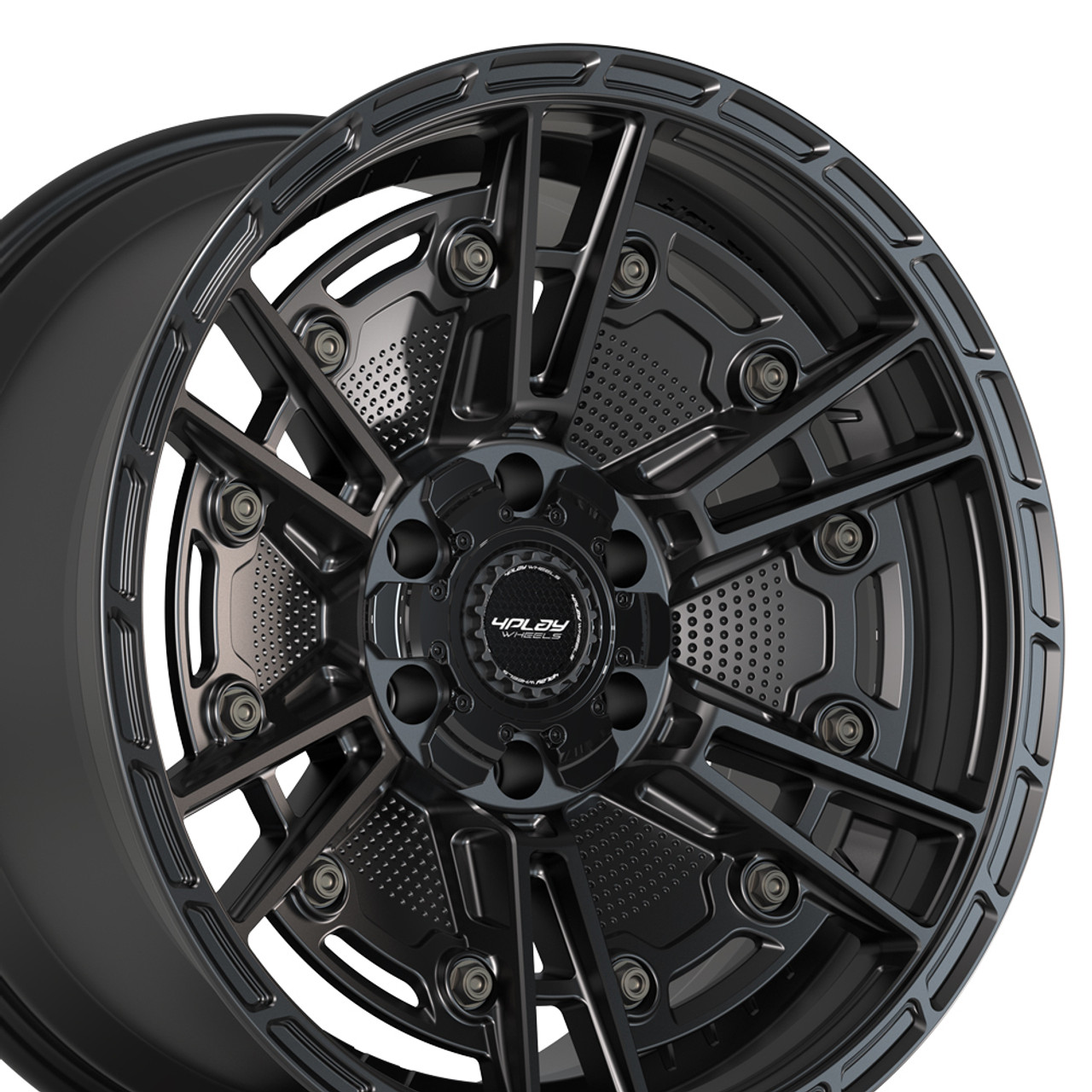 Set 4 17" 4PLAY 4PS01 Satin Black 17x9 6x5.5 6x135 -6mm Lifted Truck Suv Rims