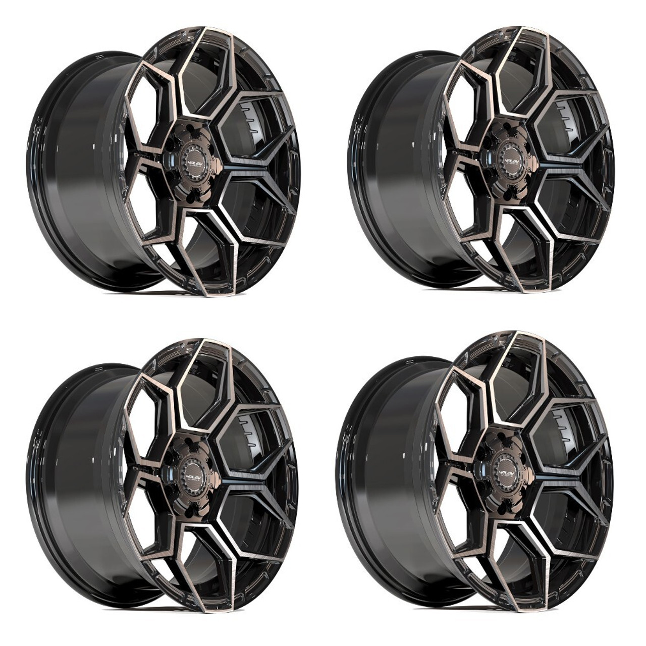 Set 4 20" 4PLAY 4PS26 20x9 6x5.5 6x135 -6mm Black Brushed Face & Tinted Clear