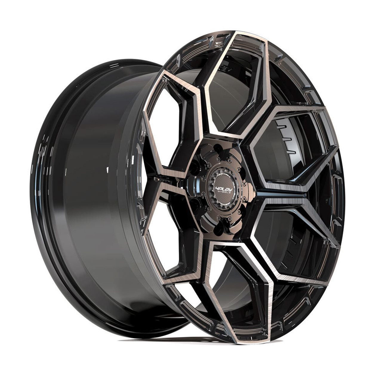 Set 4 20" 4PLAY 4PS26 20x9 6x5.5 6x135 -6mm Black Brushed Face & Tinted Clear