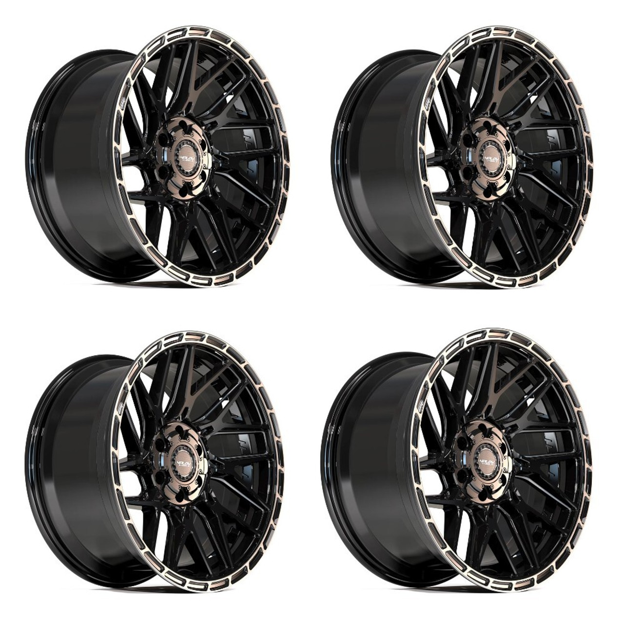 Set 4 24" 4PLAY 4PS28  24x10 6x5.5 6x135 24mm Black Brushed Face & Tinted Clear
