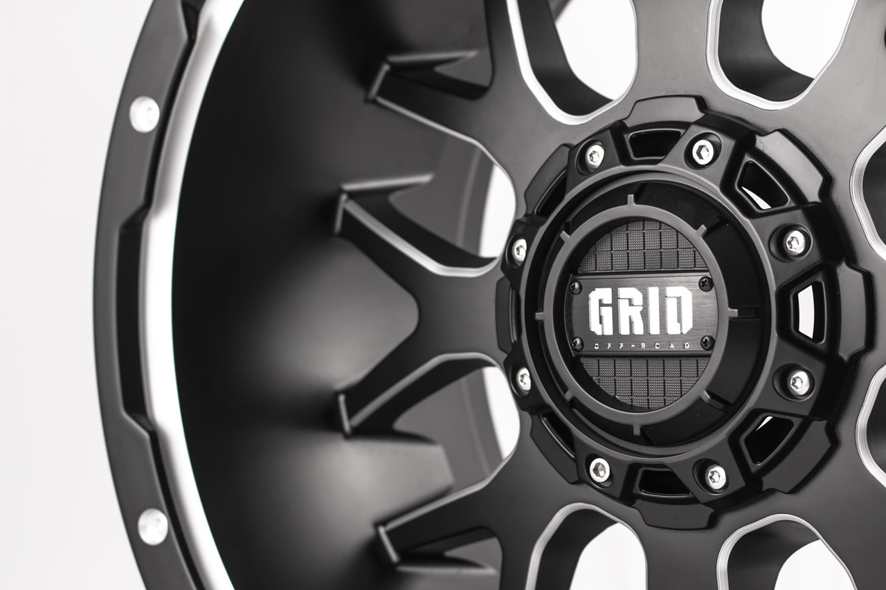 20" Grid Offroad GD02 20x9 5x5 5x5.5 15mm Wheel Matte Black Milled Truck Rim