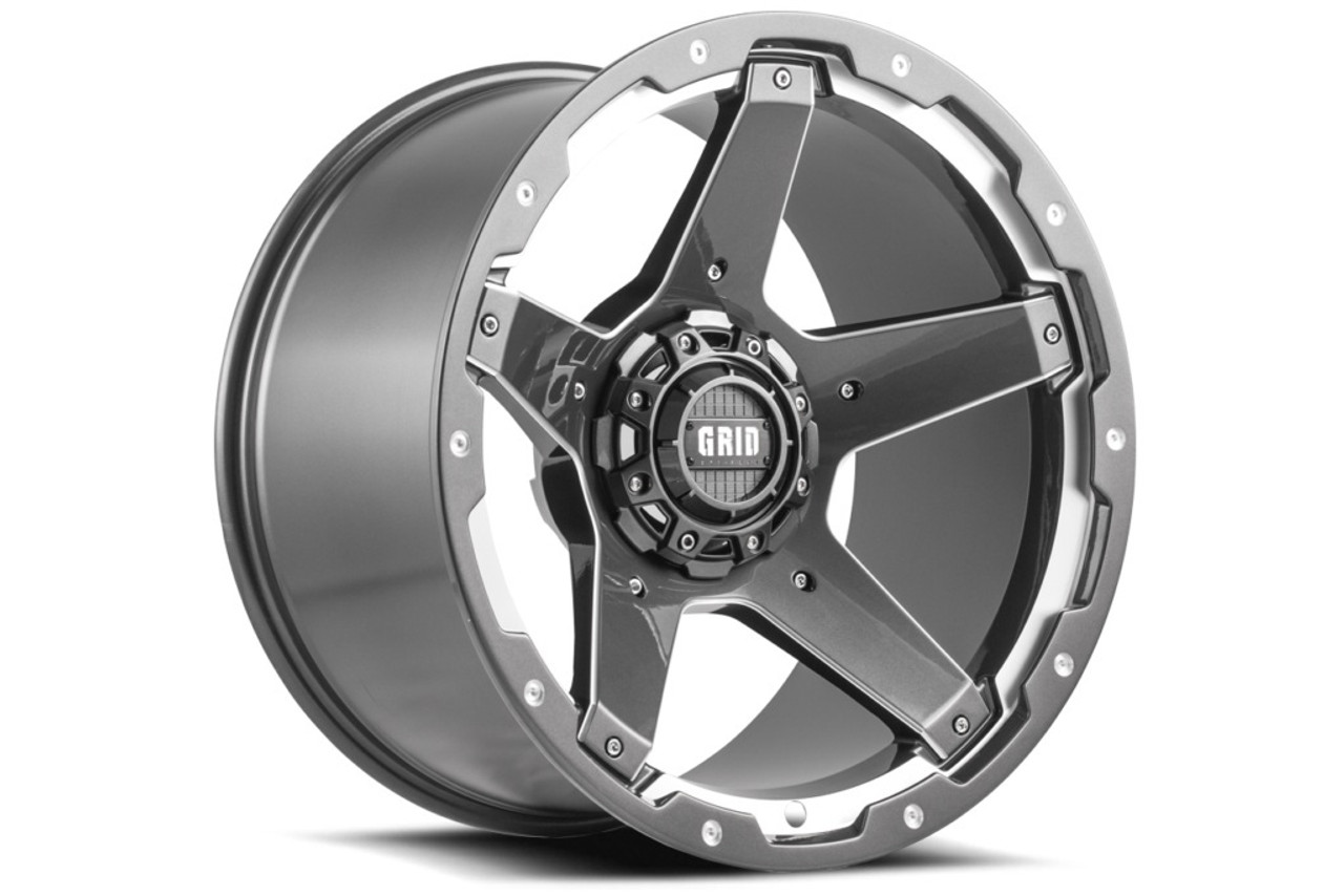 Set 4 17" Grid Offroad GD04 17x9 5x5 5x5.5 -12mm Gloss Graphite Milled Wheels
