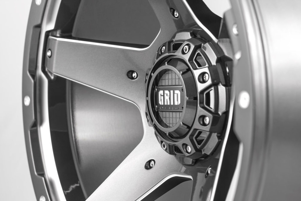 Set 4 17" Grid Offroad GD04 17x9 5x5 5x5.5 -12mm Gloss Graphite Milled Wheels
