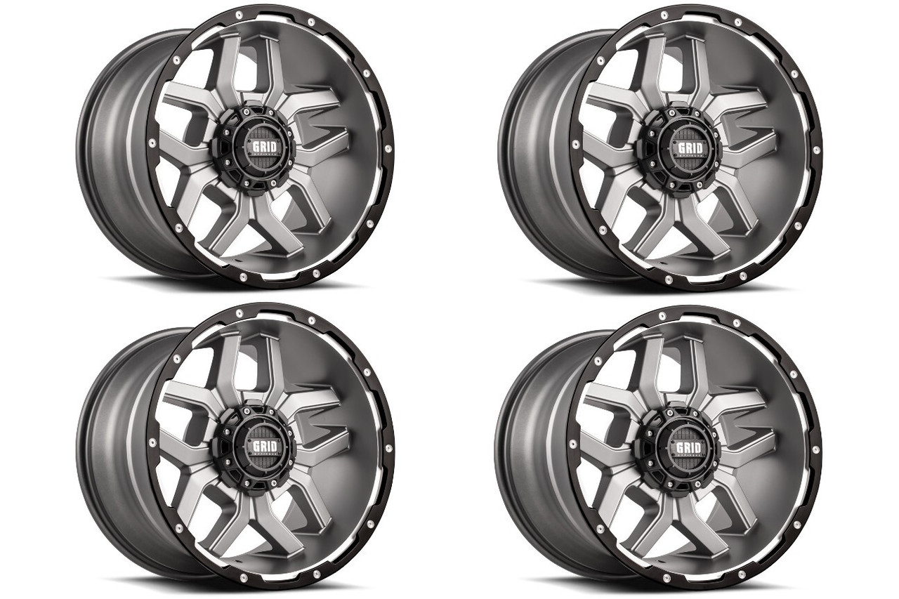 Set 4 20" Grid Offroad GD07 20x10 5x150 -25mm Wheels Matte Anthracite Rims