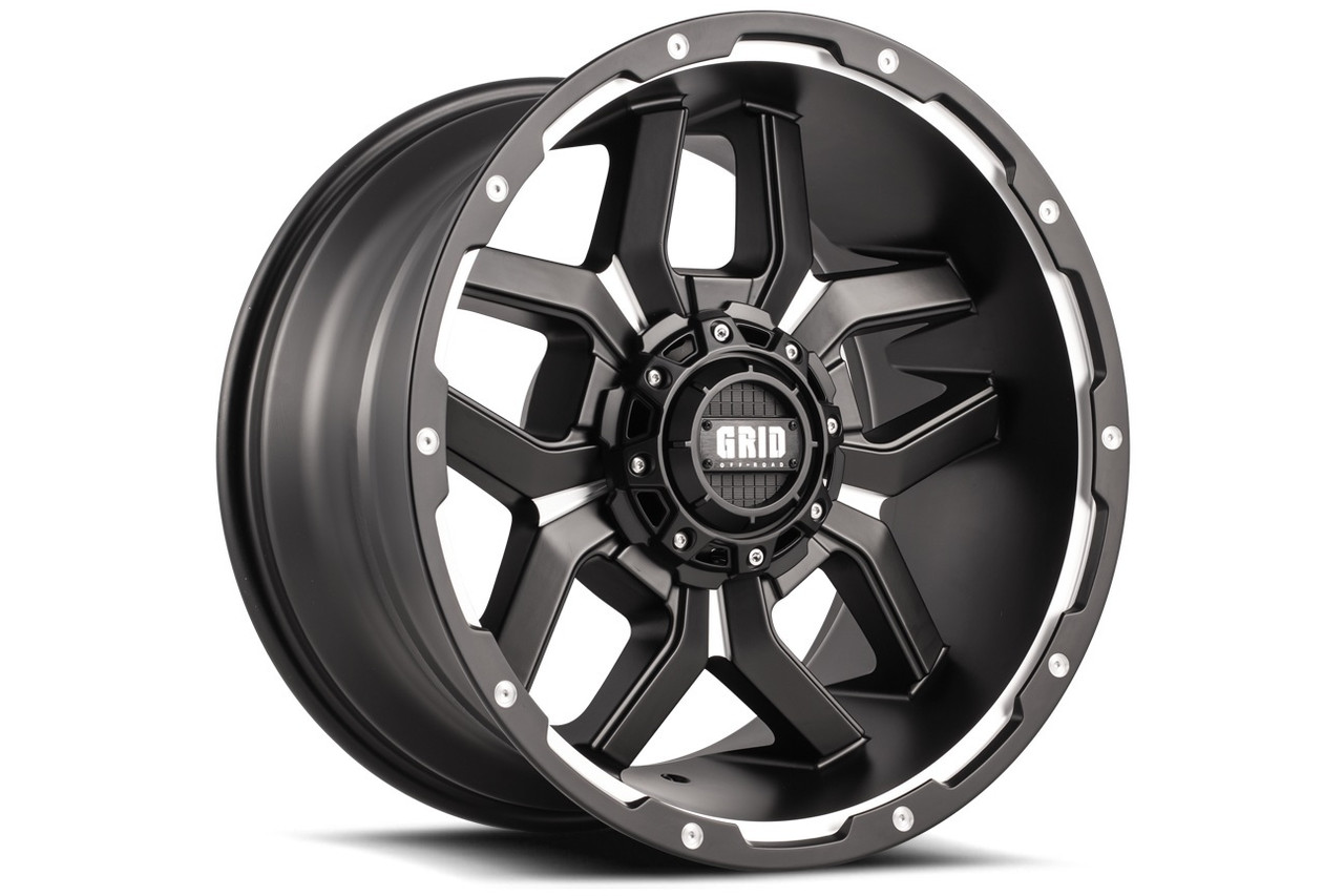 17" Grid Offroad GD07 17x9 5x5 5x5.5 15mm Wheel Matte Black Milled Truck Rim