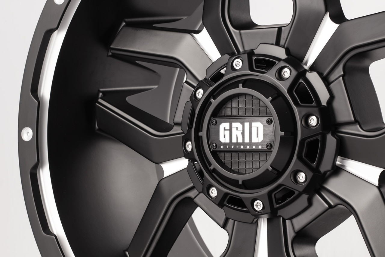 17" Grid Offroad GD07 17x9 5x5 5x5.5 15mm Wheel Matte Black Milled Truck Rim