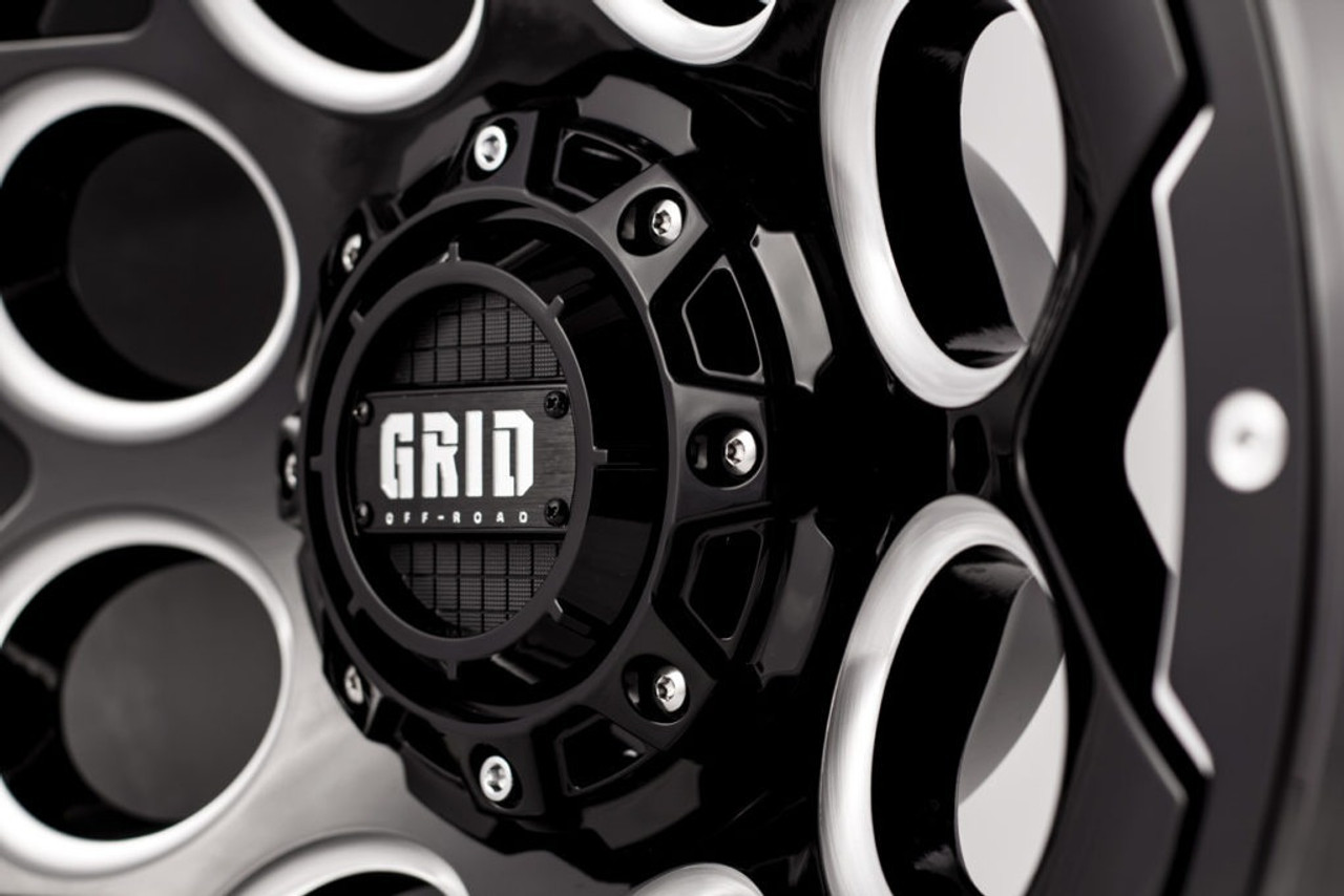 18" Grid Offroad GD08 18x9 6x135 6x5.5 -12mm Wheel Gloss Black Milled Lifted Rim