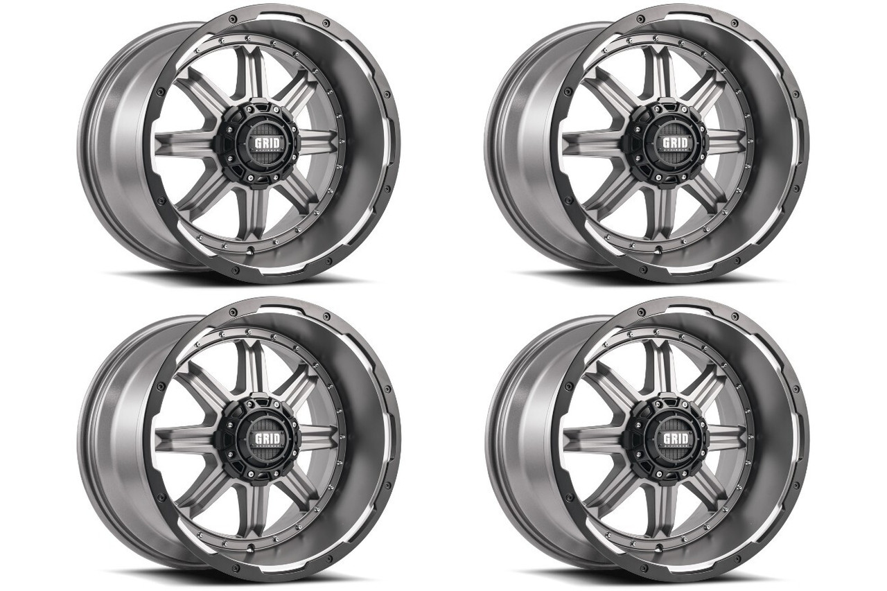 Set 4 20" Grid Offroad GD10 20x9 6x4.5 35mm Wheels Matte Anthracite Rims