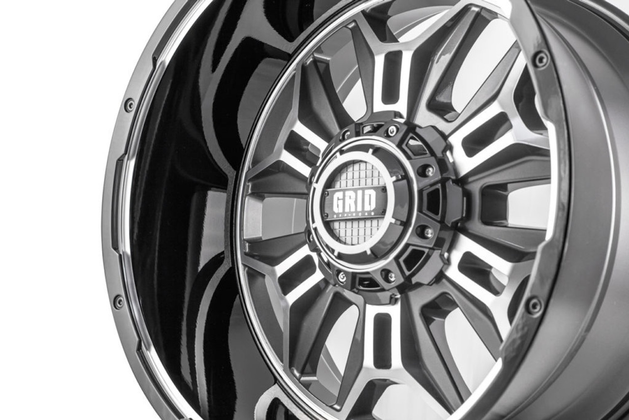 22" Grid Offroad GD11 22x12 6x135 6x5.5 -44mm Gloss Anthracite Black Lip Wheel