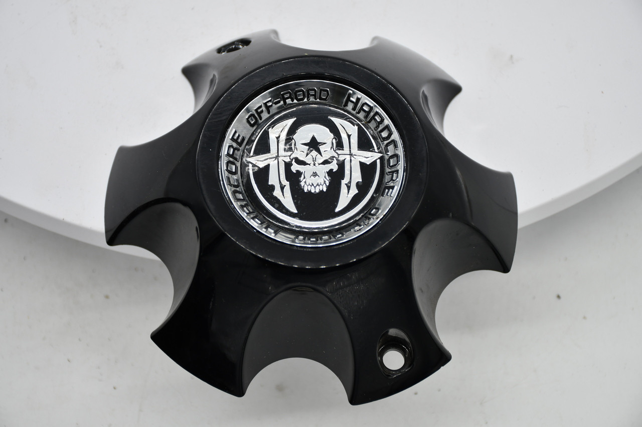 Hardcore Offroad Gloss Black Wheel Center Cap Hub Cap UC972L139S-B+ 5.5" CAP-HC08/09/14/17 (B) 6 LUG-SKULL