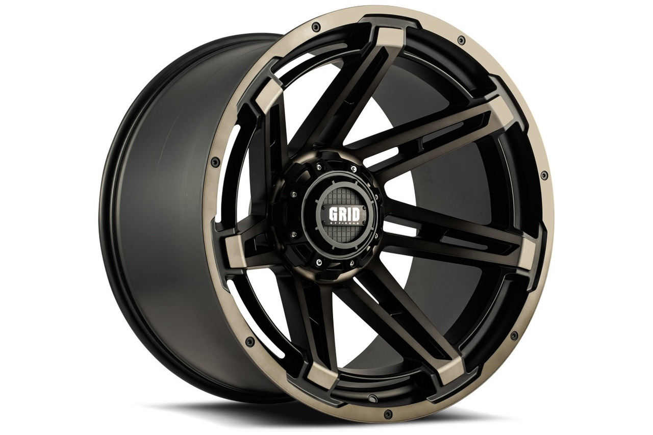 Set 4 20" Grid Offroad GD12 20x9 6x135 6x5.5 15mm Wheels DDT Matte Black Lip Rim