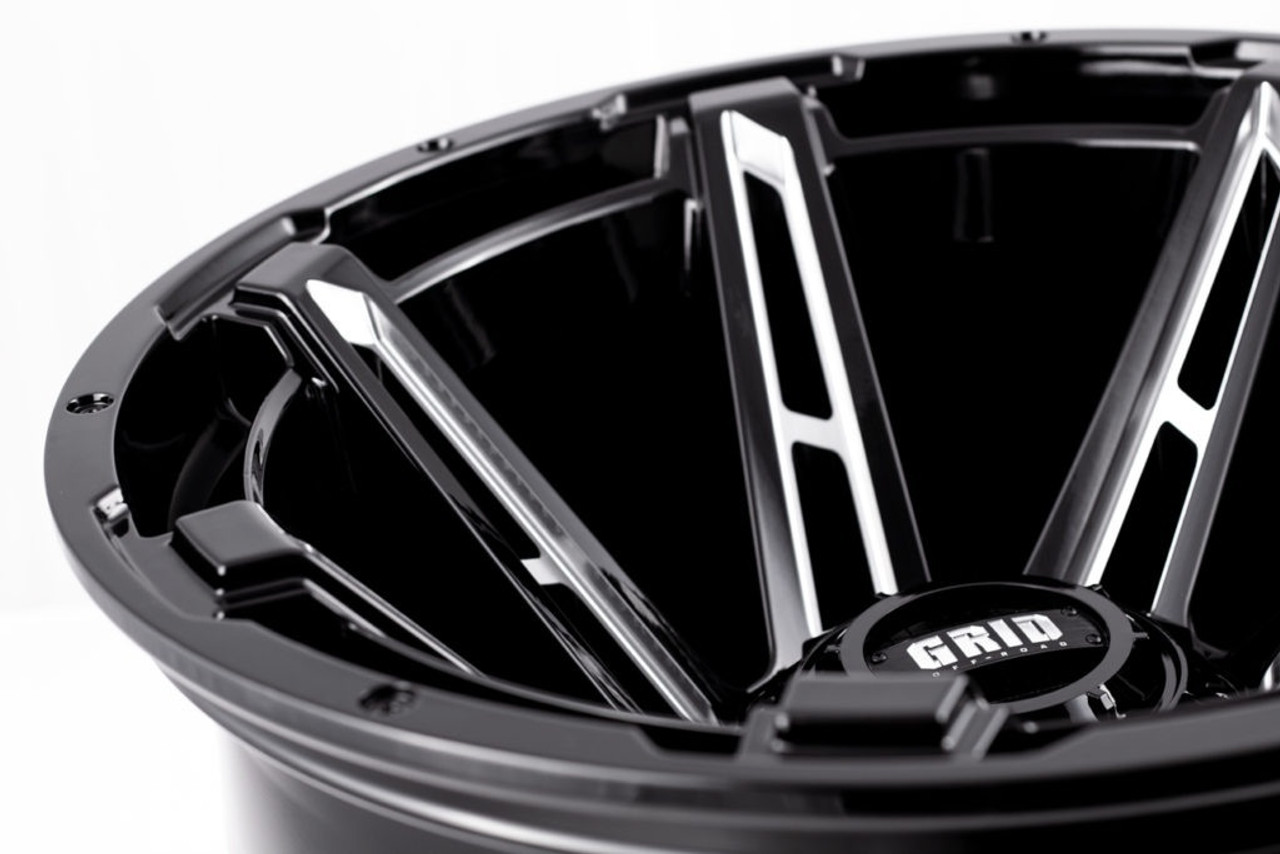 20" Grid Offroad GD12 20x9 6x135 6x5.5 15mm Wheel Gloss Black Milled Truck Rim