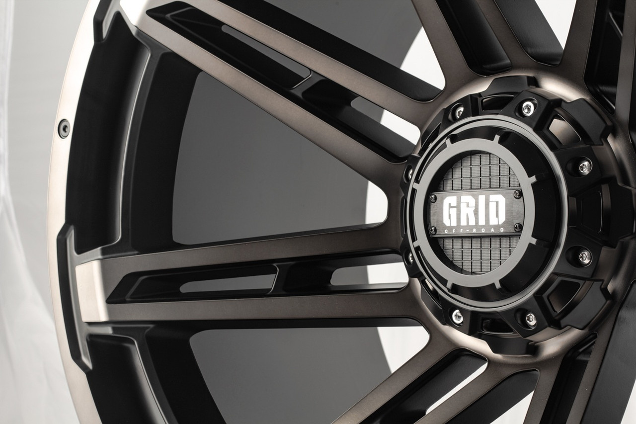 24" Grid Offroad GD12 24x14 6x135 6x5.5 -76mm Wheel DDT Matte Black Lip Rim
