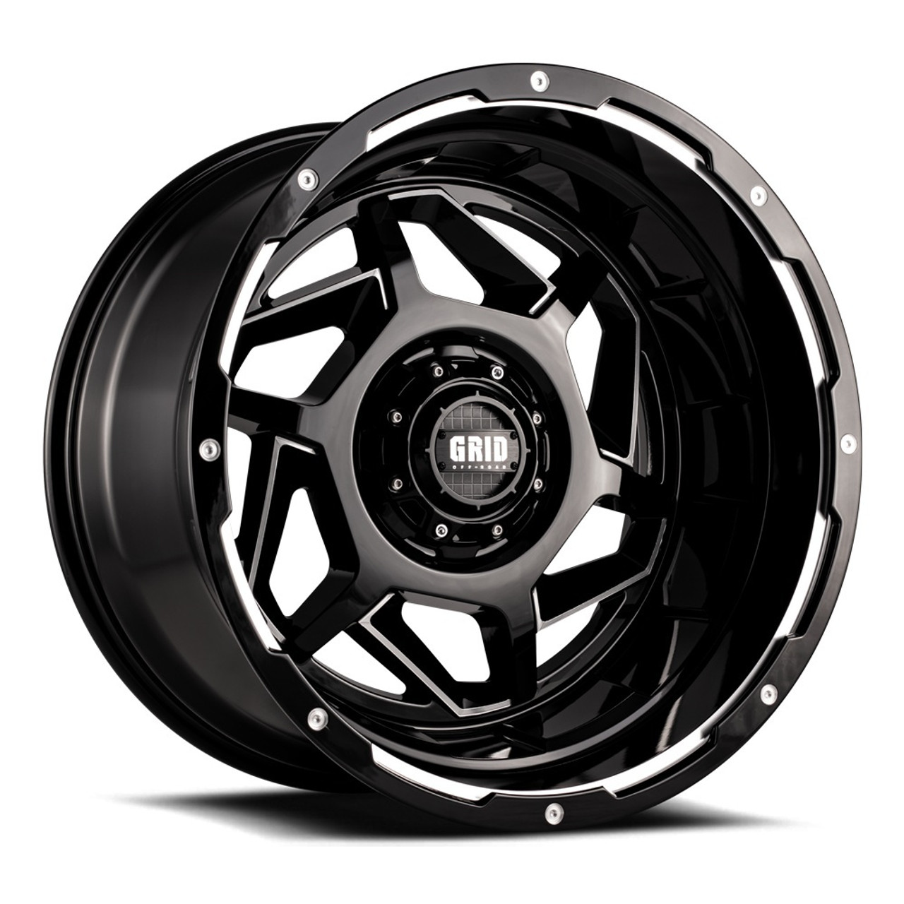 20" Grid Offroad GD14 20x9 5x150 15mm Wheel Gloss Black Milled For Toyota Lexus