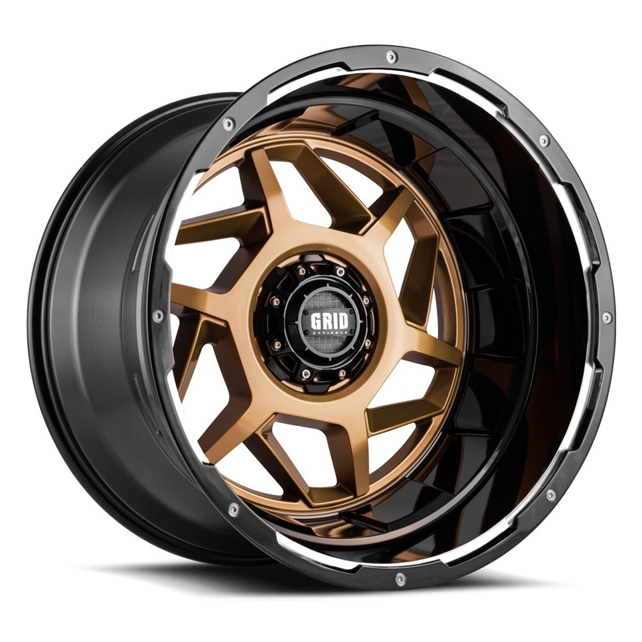 20" Grid Offroad GD14 20x9 5x5 5x5.5 0mm Wheel Gloss Bronze Black Lip Truck Rim