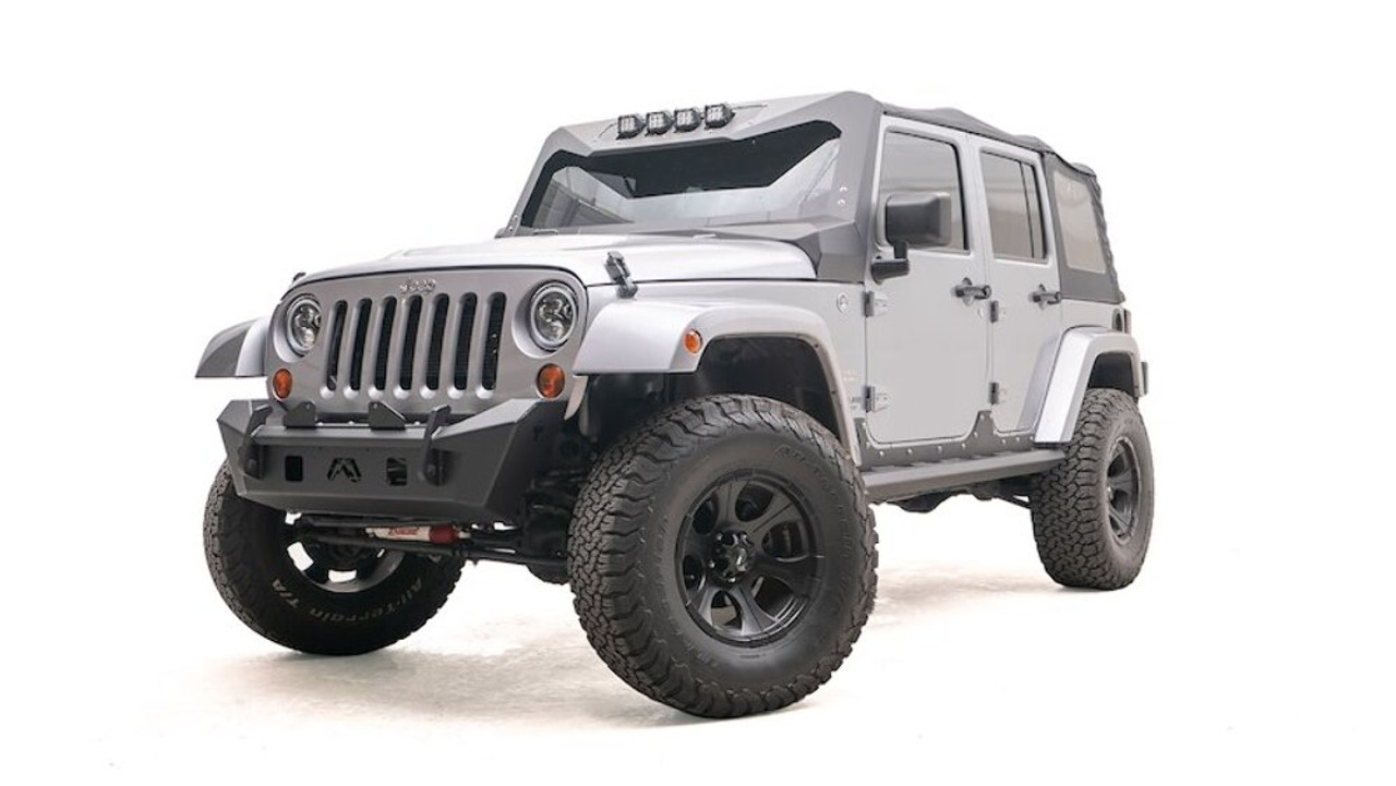 Fab Fours Stubby Bumper No Guard JK07-B1951-1 Fits  07-18 Jeep Wrangler JK; External Winch Mount; Black Steel