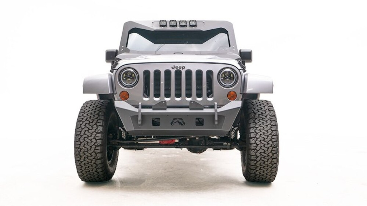 Fab Fours Stubby Bumper No Guard JK07-B1951-1 Fits  07-18 Jeep Wrangler JK; External Winch Mount; Black Steel