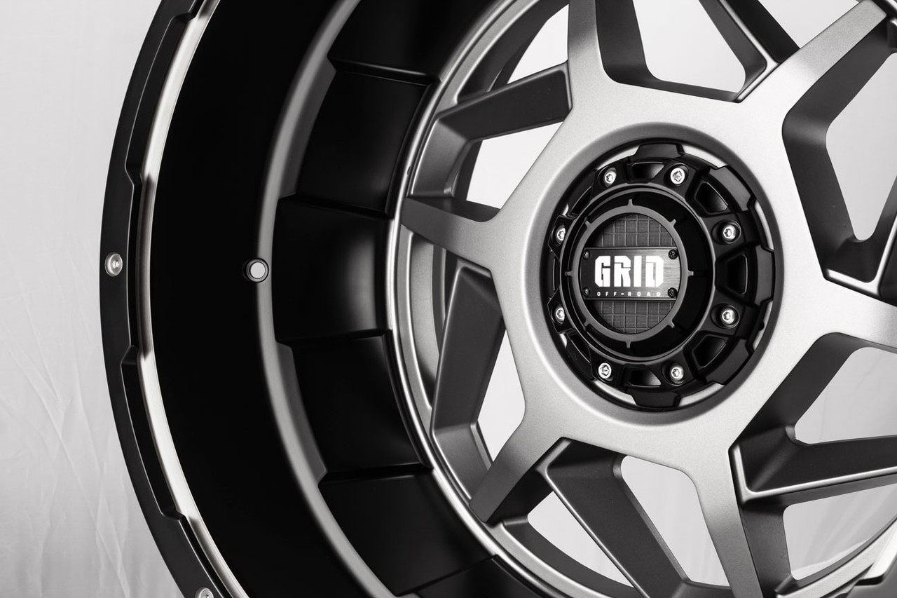 Set 4 20" Grid Offroad GD14 20x9 6x135 6x5.5 0mm Matte Anthracite Black Lip Rims