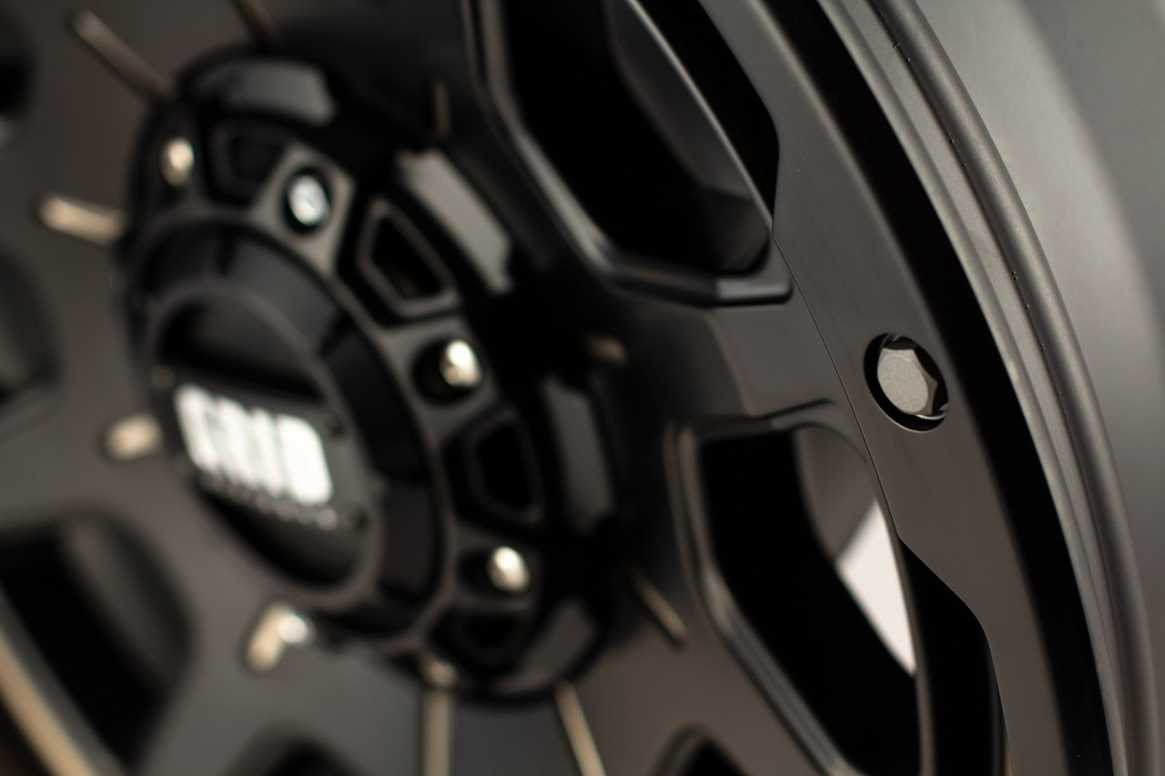 Set 4 17" Grid Offroad GD15 17x9 6x135 6x5.5 -12mm DDT Matte Black Lip Wheels