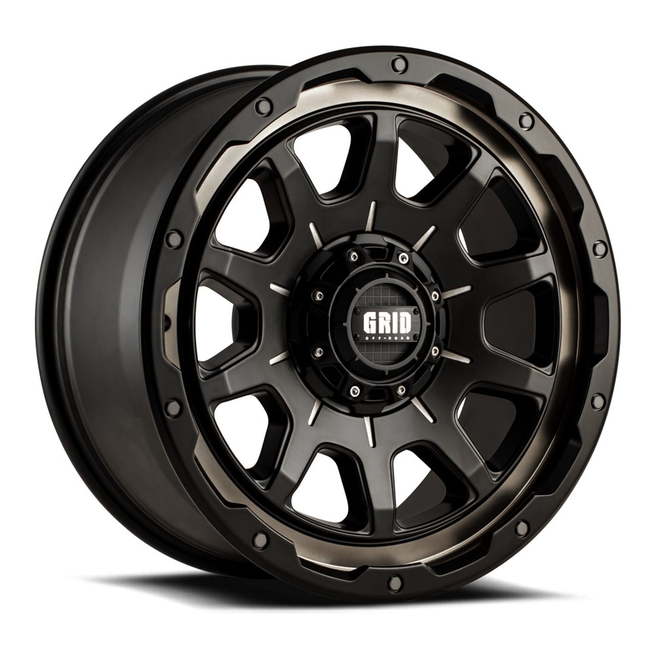 Set 4 20" Grid Offroad GD15 20x9 6x120 10mm Wheels DDT Matte Black Lip Rims