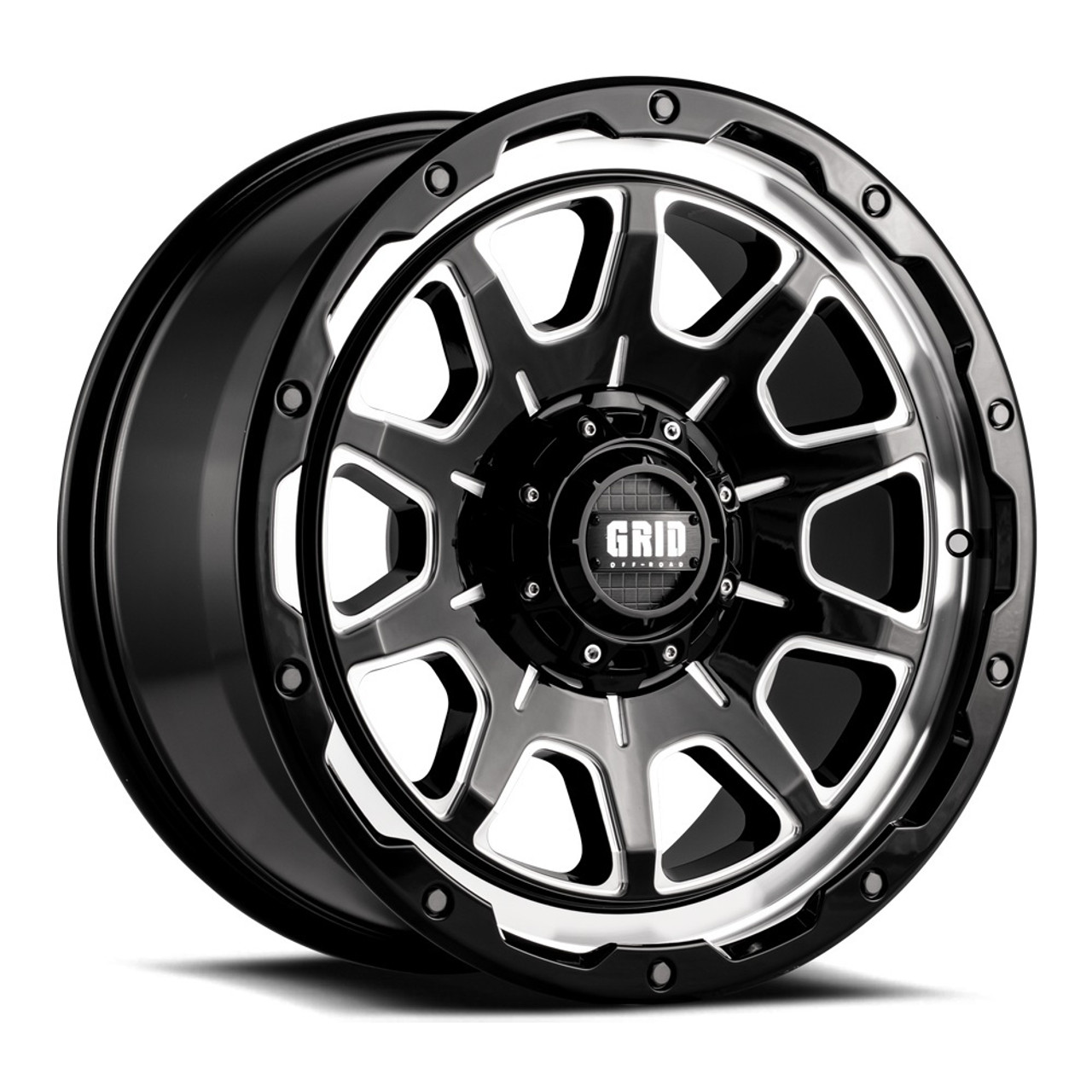 Set 4 20" Grid Offroad GD15 20x9 5x150 0mm Wheels Gloss Black Milled Rims