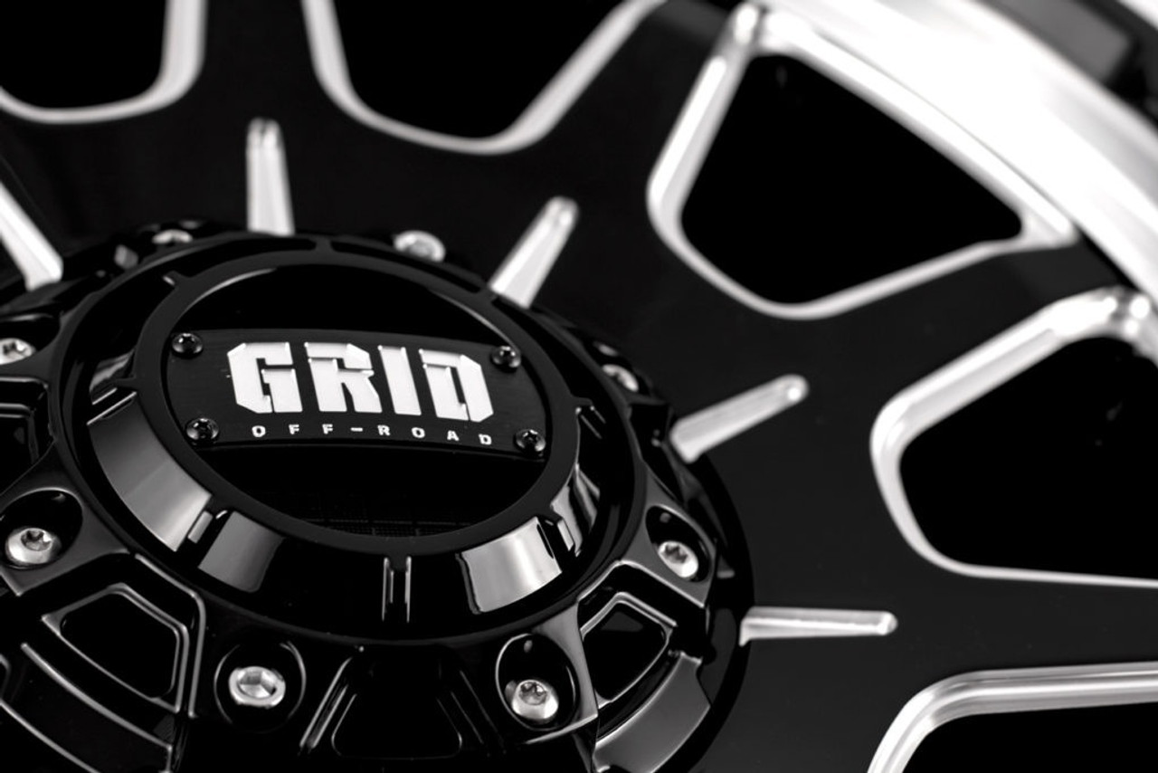 Set 4 20" Grid Offroad GD15 20x9 5x150 0mm Wheels Gloss Black Milled Rims