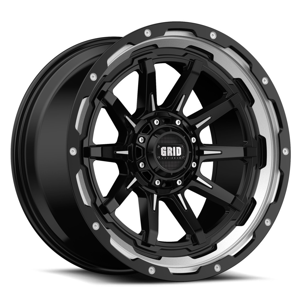 Set 4 20" Grid Offroad GD17  20x10 5x5 5x5.5 -25mm Gloss Black Machined Wheels