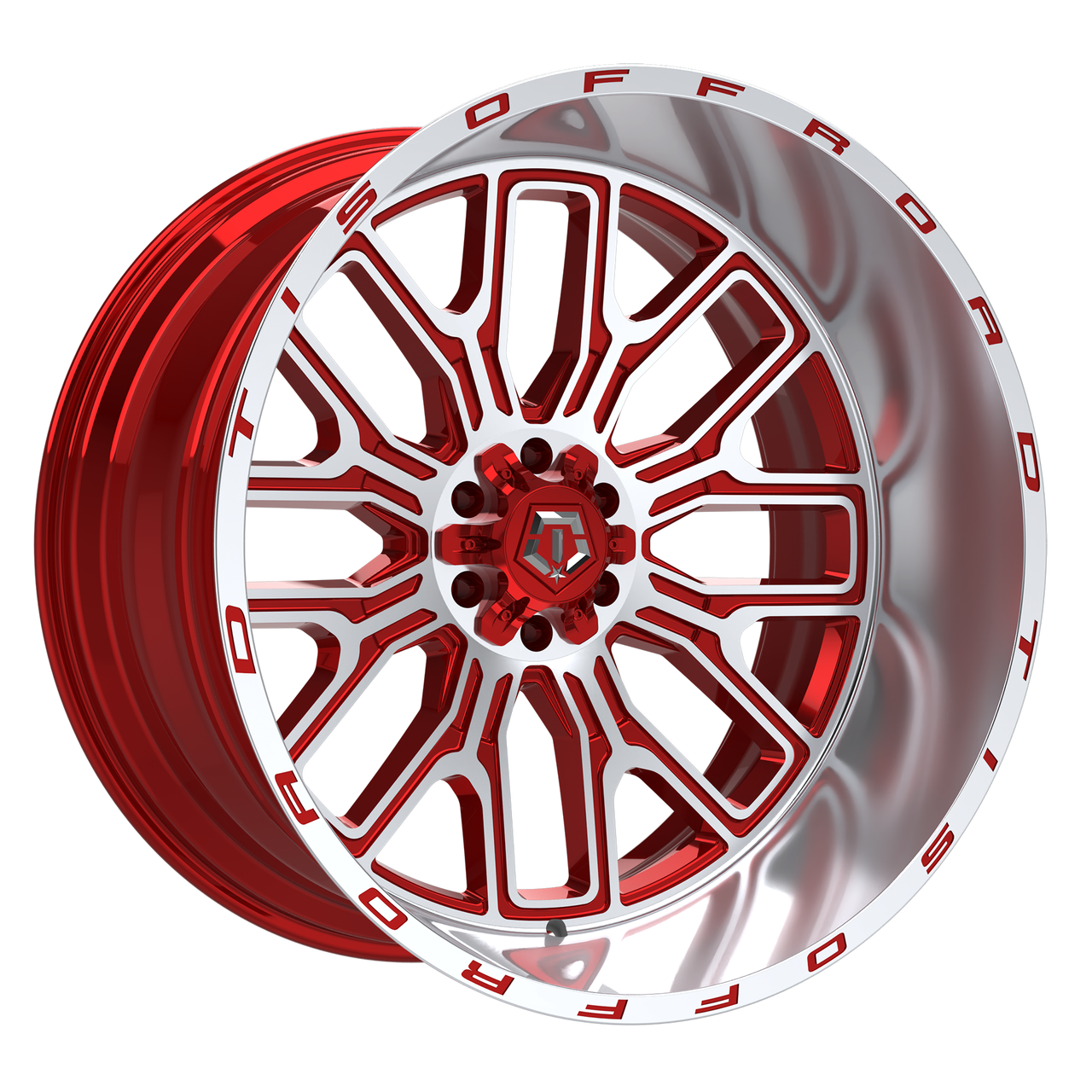 24" TIS 560MRL 24x14 8x6.5 -76mm Wheel Gloss Red Machined Face & Lip Logo Rim